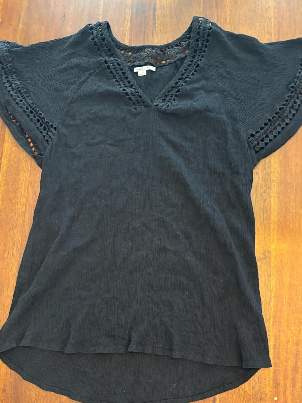 O'Neill Black Women's beach cover with Crochet Detail